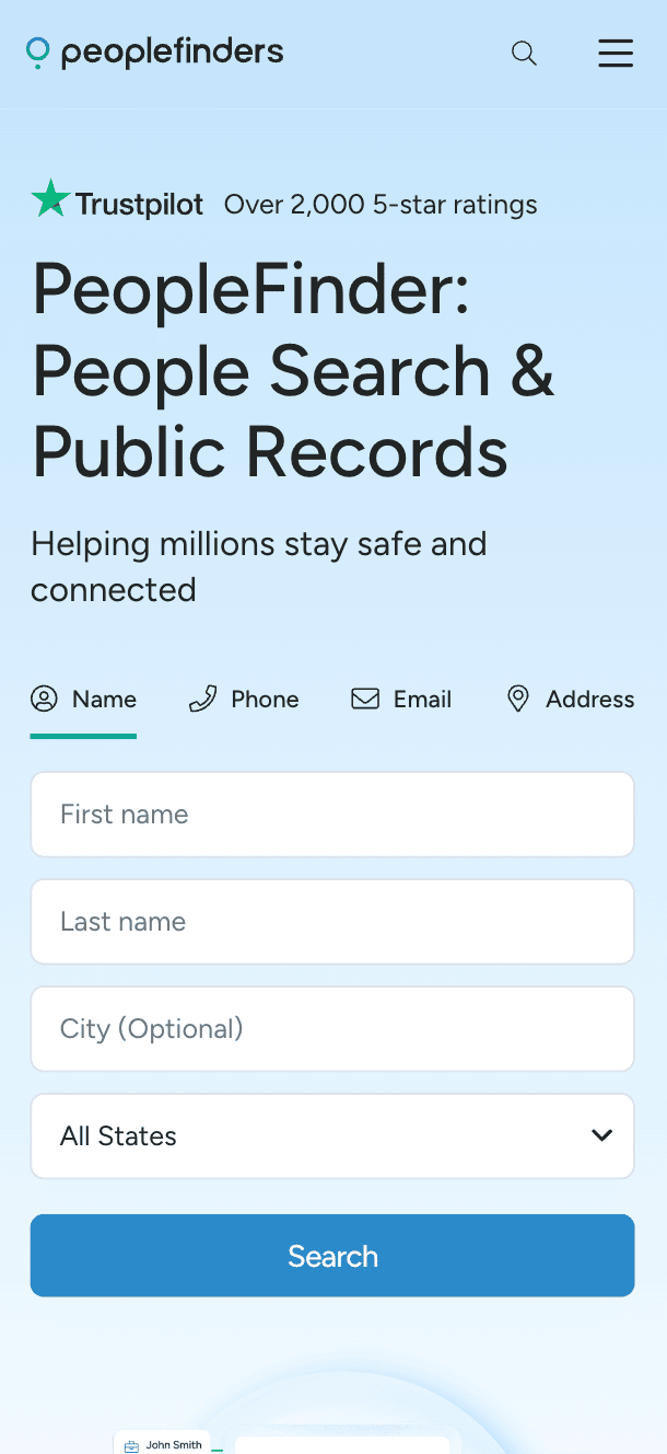 PeopleFinders Mobile Interface