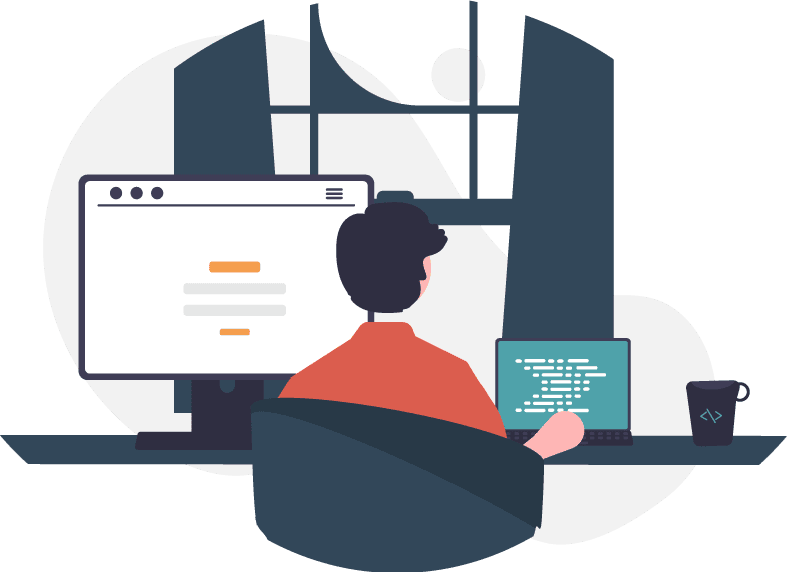 Person coding website in desktop